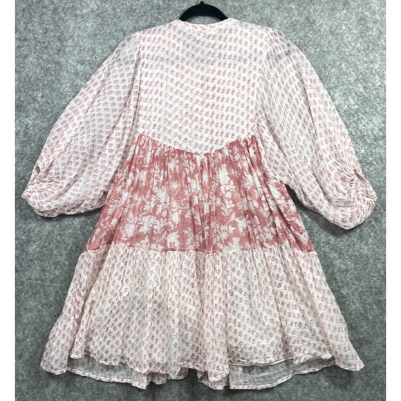 Daughters of India Womens Nora Mini Dress Boho Floral Primrose Pink White XL - Picture 6 of 13